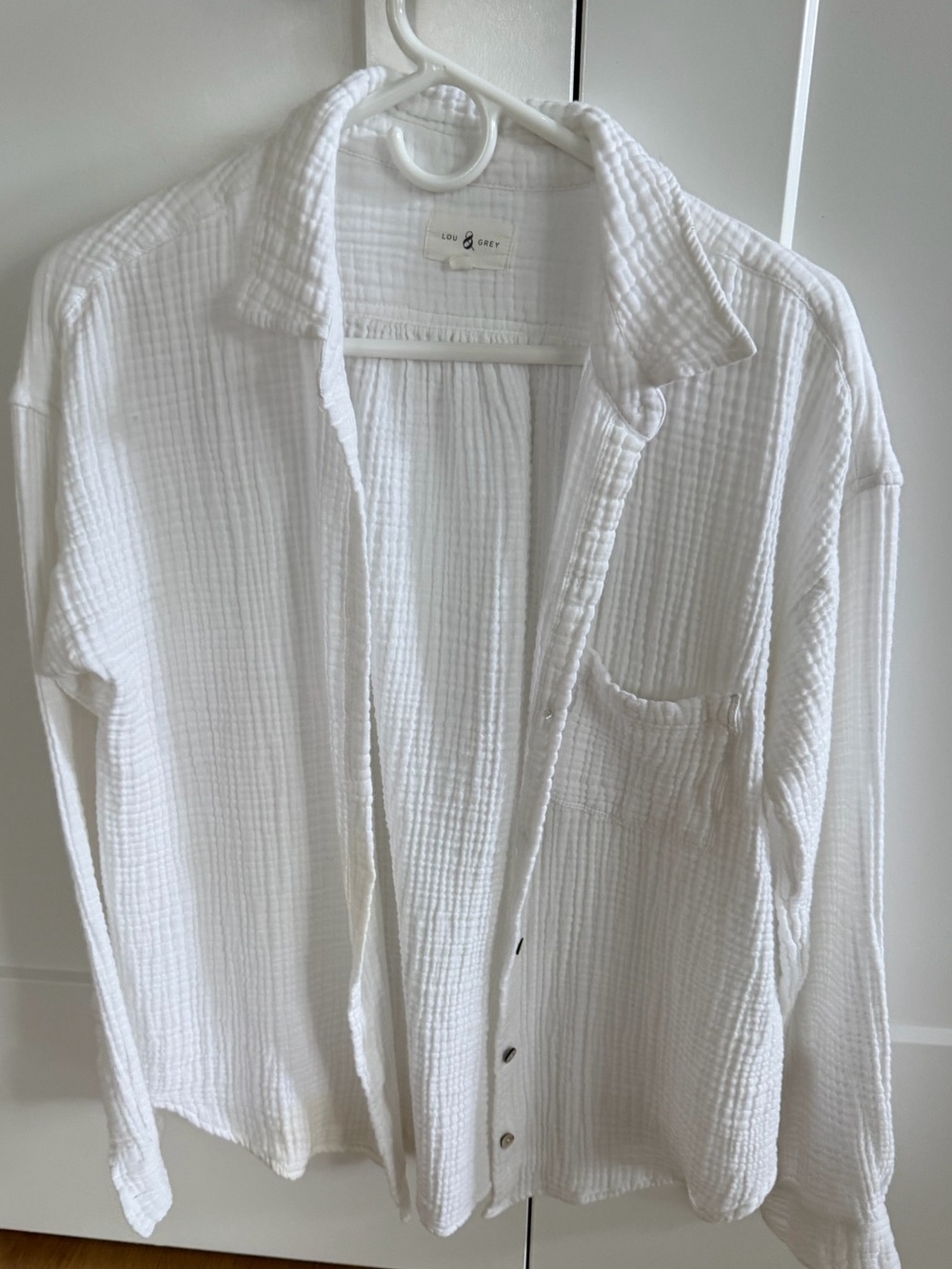 Lou & Grey White 100% Cotton Gauze Button Down Shirt - Size Medium